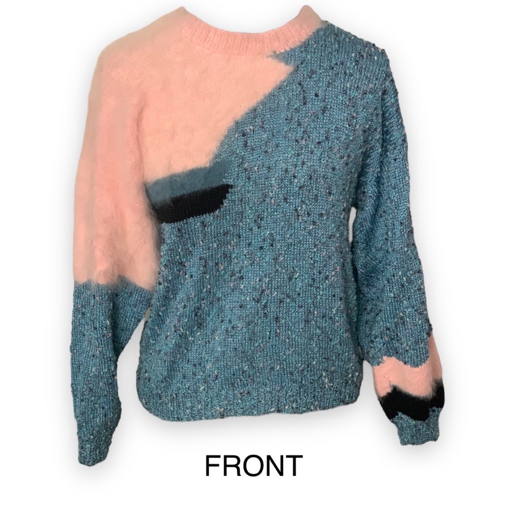 Vintage Hand-Knit Angora mixed media sweater